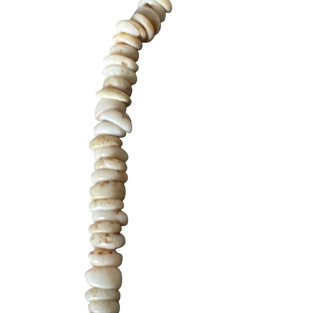 Old Southwestern Puka Oyster Shell Necklace Turquoise Accent & Sterling Silver - Picture 5 of 12